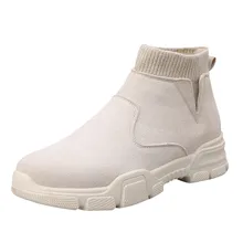 Полностью белые мужские замшевые носки в стиле ретро, повседневные кожаные ботинки на низком каблуке без шнуровки, мотоциклетные ботинки, sapato masculino