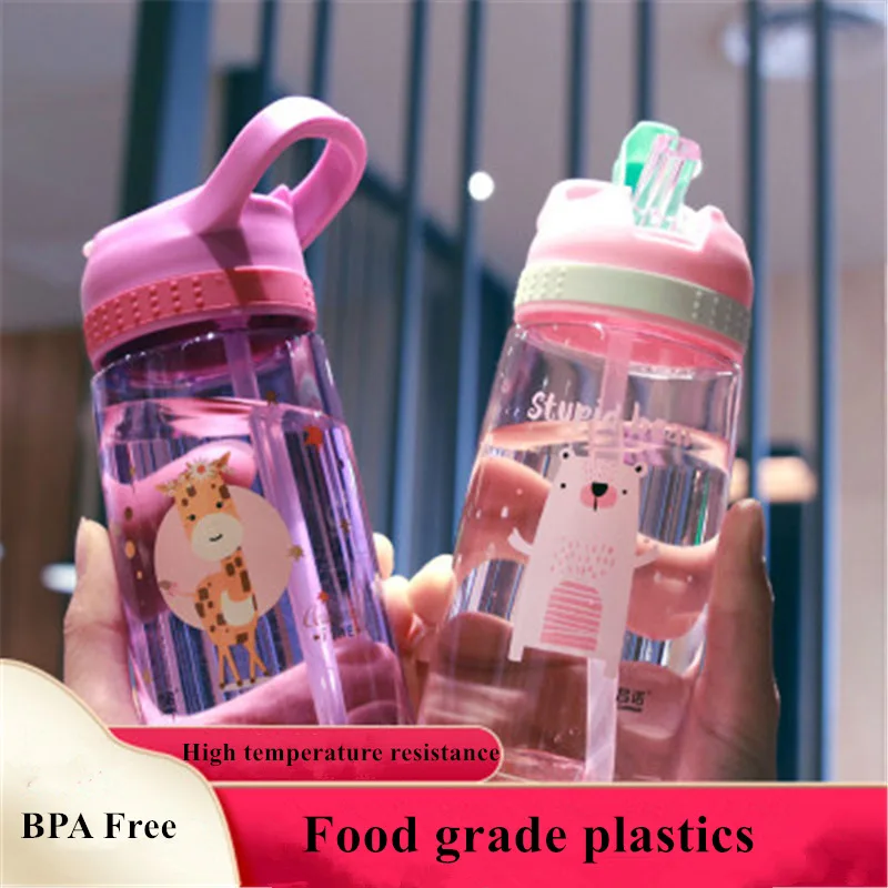 80ML Sports Water Bottle, Patchwork Kids Teens Straw Water Bottles Bpa Free