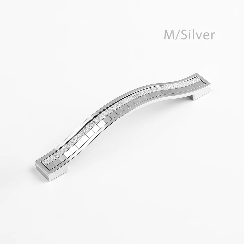 silver-128mm 1 шт кухонное украшение для дома современный Алмазный кристалл ящик шкаф для ювелирных изделий круглые ручки для дверей домашние улучшения - Цвет: silver-128mm