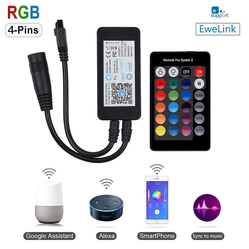 

eWeLink RGB LED Strip WiFi Controller APP IR Remote Voice Control by Alexa Google Assistant