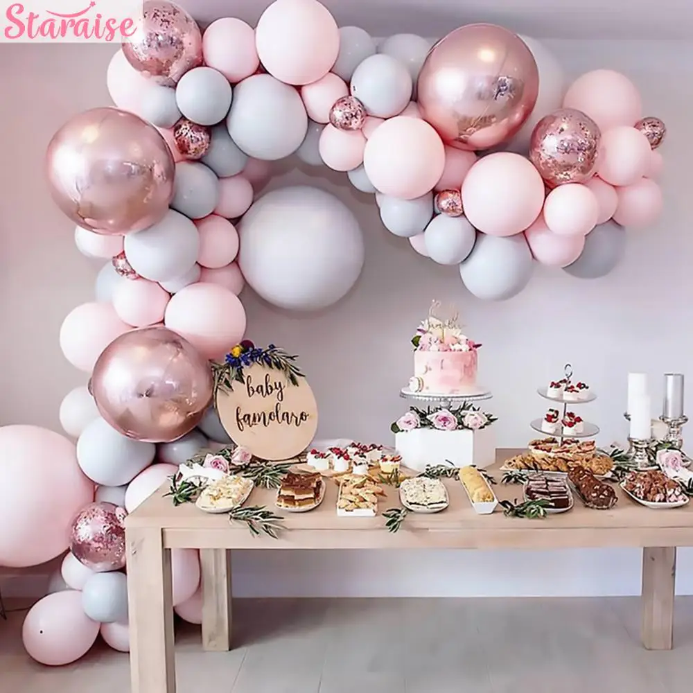 Макарон воздушные шары Арка набор пастели серый розовый воздушные шары-гирлянды розовое золото Свадьба День Рождения Вечеринка украшения для детского душа