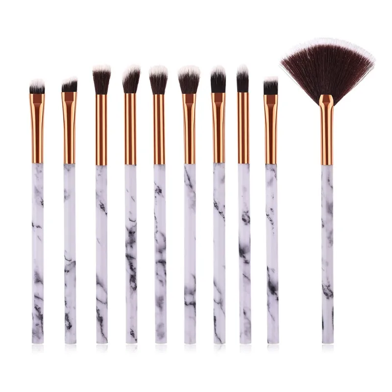 Hot High Quality Marble Make Up Brushes Eye Shadow Liner Full Makeup Brush Kit Soft Hair Eyes Eyebrow Pencil - Handle Color: A10