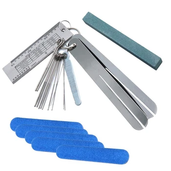 

SEWS-Guitar Files Set Repair Tool with Grinding Stone Fingerboard Protector Needle Files and Ruler Gauge