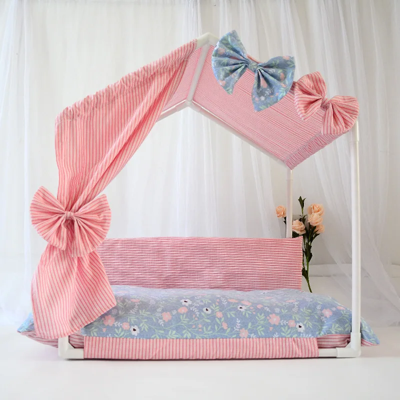 2020 dog bed House For Cats Bow Design Detachable Pet bed for cats Top Quality Samll dog Kennel Cave For Cat