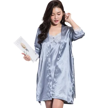 

Pajamas women summer sexy viscose fiber nightdress nightgown strap two-piece chest pad thin spring and autumn plus size