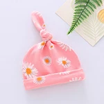 Pink Daisy Хлопковые шапочки для детей 0-6 м, милая шапка-Кепка с рисунком из мультфильма, четыре сезона, подходит для мягкого ночной головной убор, домашняя шапка - Цвет: Pink Daisy