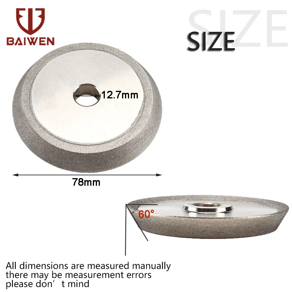 78mm Diamond Grinding Wheel Circle Sharpener Disc Dish Grinder for Carbide Metal Tungsten Steel Milling Cutter Tool 1/2'' Bore