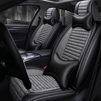 

Full Coverage PU Leather car seat cover flax fiber auto seats covers for Clio koleos scenic dokker kangoo renault master