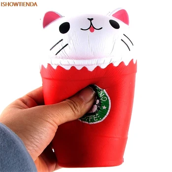 

14cm PU Cut Cappuccino Coffee Cup Cat Scented Squishy Slow Rising Squeeze Toy Collection Cure Gift Stress Relief Reliever