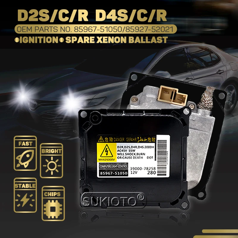 SUKIOTO New 55W Xenon D4S D4R HID Headlight Ballast OEM DDLT003 KDLT003 85967-51050 85967-52020 Replacement For Toyota Lexus (2)