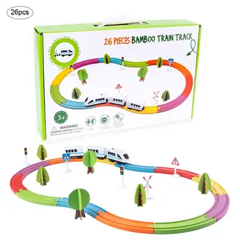 

26pcs/set Electric Train Set Toy Train Railway Magnetic Assembled Building Blocks Children's Wooden Educational Toys For Kids