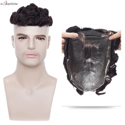 S-noilite Male Hair Prosthesis 27g Toupee Men Curled Natural Hair Wig For Men Replacement System Hairpiece Invisible Extensions