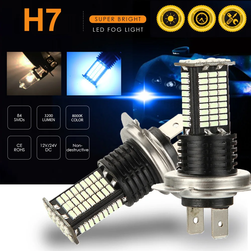 2 шт. H7 светодиодный 3030SMD 3200LM противотуманный светильник, лампы для вождения автомобиля DRL 8000K 12V синий* бренд