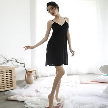 

Women's Pyjamas Cute Sexy V Neck Adjustable Straps Pleuche SleeSleeveless Sleepwear pwear Bra Panty Set Vestido para dormir W10