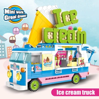 

Kid's Building Blocks Mini City Street View Model Bricks Hot Dog Ice Cream Truck Friend Creator Bricks Children Toy For Girl