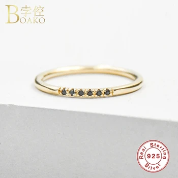 

Boako Genuine 925 Sterling Silver Trendy CZ Engagement Rings For Women Girls Finger Ring Anillo Fine Jewelry