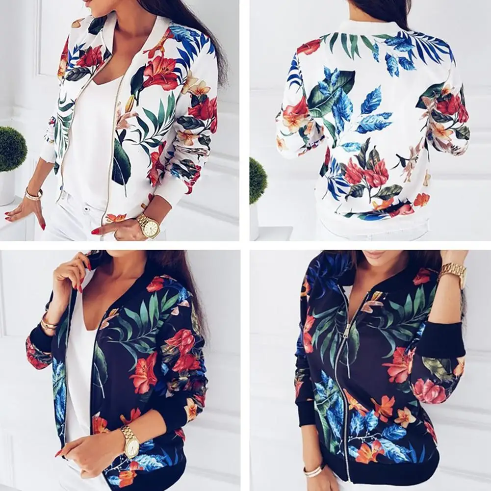 

Yfashion Female Printed Stylish Autumn Short Style Coat Jecket