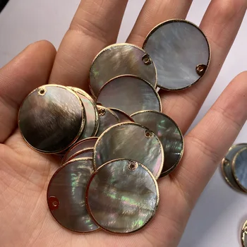 

1 piece Natural Round Various specifications Mother of Pearl Black Shell Oval with a hole Pendant In Jewelry Making