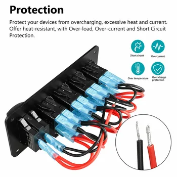 

12V / 24V Rocker switch 5 Gang Toggle Rocker Switch Panel Dual For Car