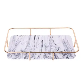 

luxury Marble Pattern Storage Tray Rectangular Shampoo Cosmetics Jewelry Storage Organizer Bathroom Desktop Container Holder