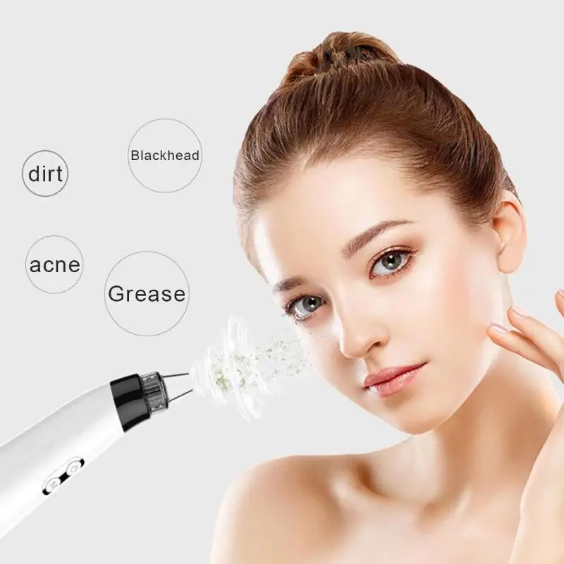 Электрический Blackhead угри, прыщи жидкость для снятия глубоко очищает поры лица спа-уход за кожей 5 регулируемых всасывания дизайн с одной кнопкой
