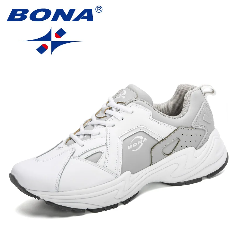 

BONA 2020 New Designers Action Leather Running Shoes Men High Quality Sports Athletic Shoes Man Jogging Footwear Masculino Comfy