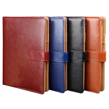

A5 Ring Binder Journal Refillable Planner Faux Leather Notebook with Card Pocket