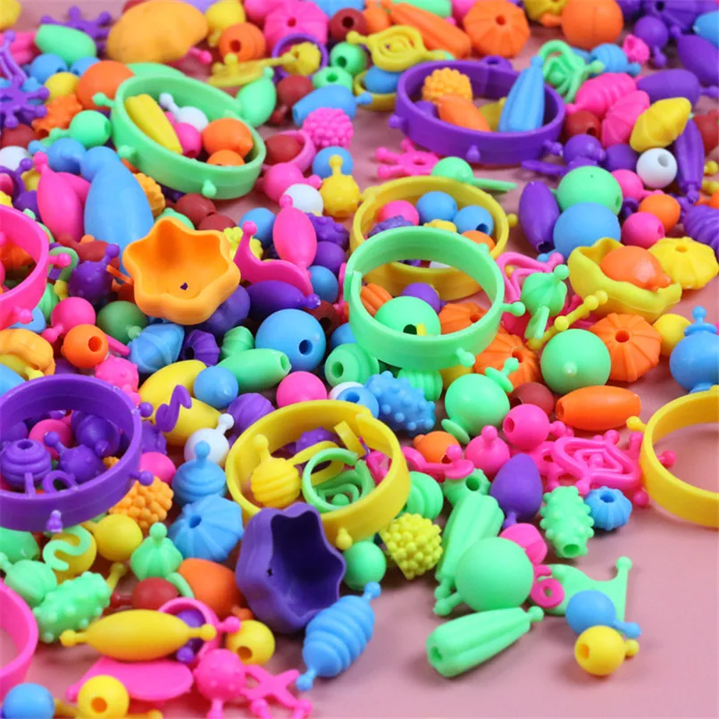 500 шт., набор игрушек своими руками для девочек с разноцветными бусинами в виде поп-кнопки, коробка для хранения, искусство, ремесла, одежда, браслет, ожерелье, ювелирная цепочка, игрушка для детского сада