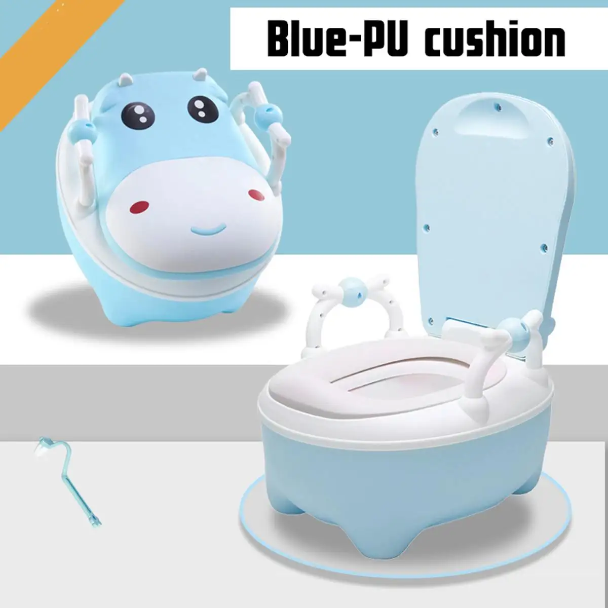 blue PU Портативный Детский горшок, милый горшок для унитаза, для детей, 3 типа, подушка, горшок для обучения, Детский горшок, детский унитаз, горшок для унитаза - Цвет: blue PU
