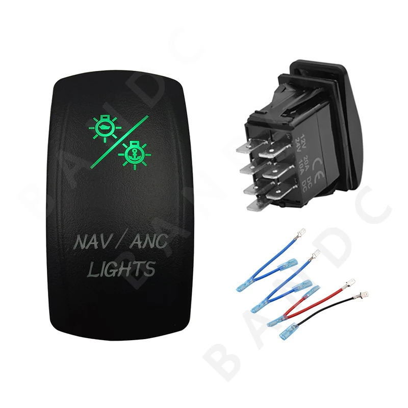 

NAV/ANC светильник S 7P ВКЛ-ВЫКЛ-на DPDT зеленый светодиодный светильник с лазерной гравировкой кулисный переключатель для автомобиля лодка яхта грузовое судно, джампер,