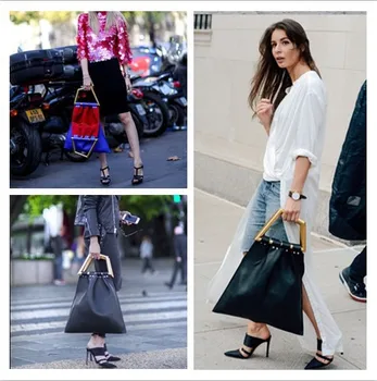 

New Fashion Creative Handbag Trendy Personality Metal Irregular Handle Triangle Bag Women's Leisure Portable Bag Composite Bag