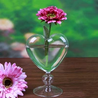 Heart Shape Glass Flower Pot Desktop Standing Vase Planter Container Home Decoration Wedding Party Decor 2