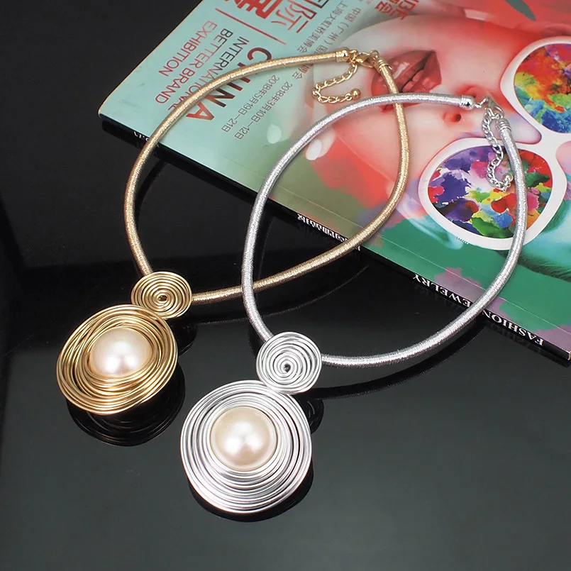 Чокеры из искусственного жемчуга, ожерелье s для женщин, цепочка веревка ручной работы, нагрудник, Воротник Макси, массивное ожерелье, ювелирное изделие