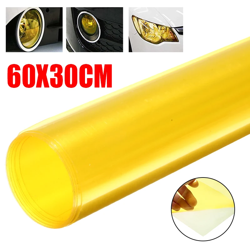 60x30CM Yellow Car Headlight Taillight Tint Vinyl Smoke Film Sheet Sticker Easy Stick Motorcycle Car Body Decoration