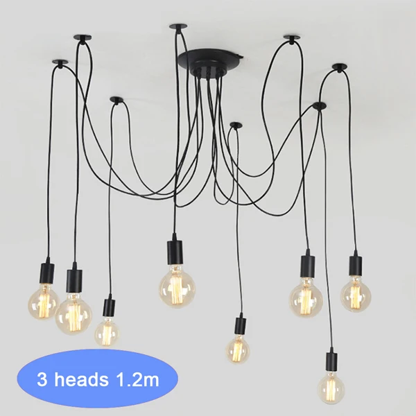 3 heads 1.2m 220v современный светодиодный люстры осветительные приборы черного листового железа 4/6/8 филиал Потолочная люстра промышленный светильник Гостиная Спальня - Цвет корпуса: 3 heads 1.2m