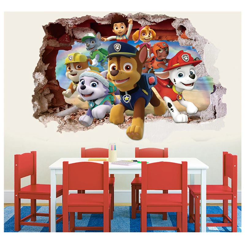 Горячая Paw Patrol 3d наклейка «Щенячий патруль» Настенные обои для детской комнаты украшение ПВХ фигурка аниме-наклейки игрушки подарки 2A07