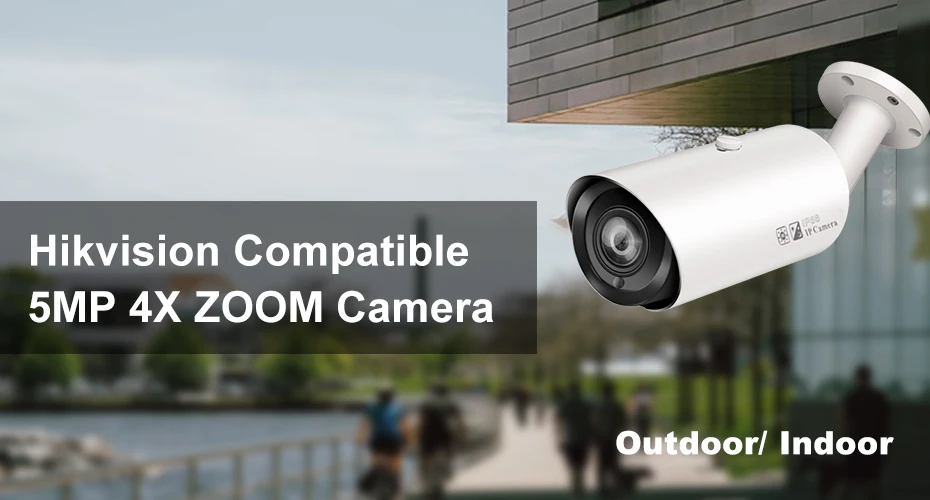 Hikvision Compatible 5MP PoE IP Camera outdoor 4X Optical Zoom SD card slot IP66 Waterproof Bullet video surveillance cameras