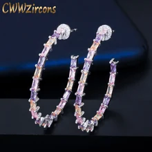 CWWZircons 2020 Fashion Ladies Jewelry Round Circle Silver Cubic Zirconia Big Hoop Earrings for Women Wedding Party CZ424 CWWZircons 2020 Fashion Ladies Jewelry Round Circle Silver Cubic Zirconia Big Hoop Earrings for Women Wedding Party CZ424
