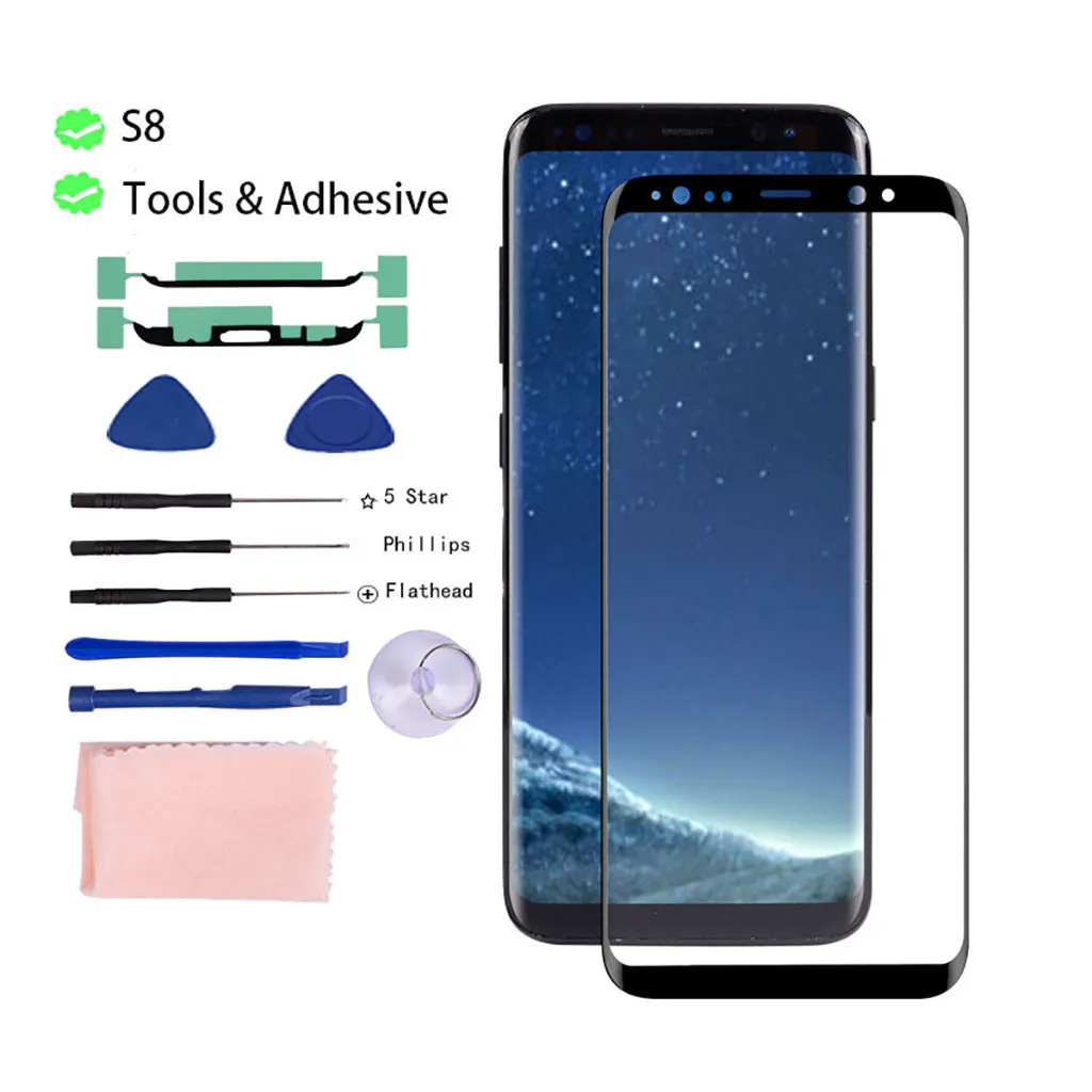 Комплект для ремонта OLED стекла, совместимый с samsung Galaxy S8/S8 Plus, переднее стекло, крышка для объектива, запасной комплект для ремонта 19Sep09