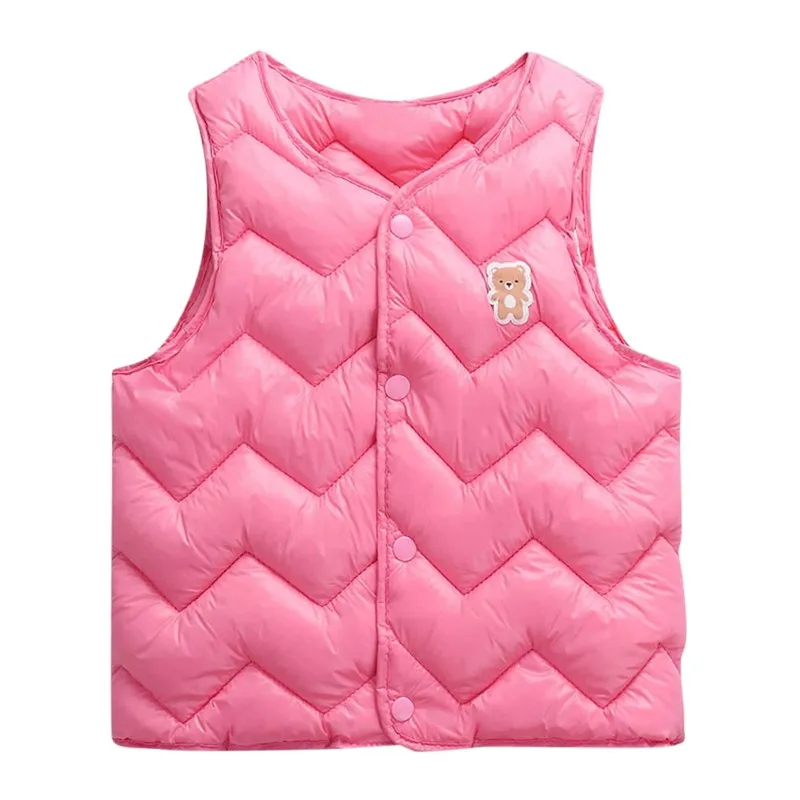 Pink LOOZYKIT хлопковый жилет для маленьких девочек и мальчиков; куртки; детский жилет; зимние жилеты; детская одежда для малышей; Верхняя одежда с героями мультфильмов - Цвет: Pink
