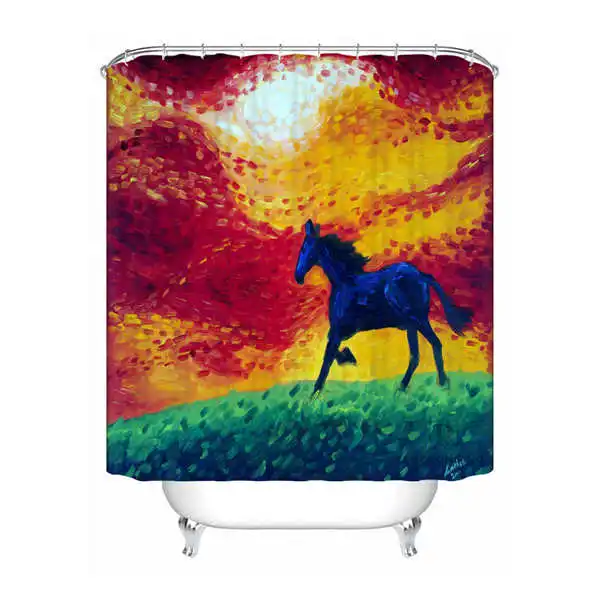 Shower Curtain Пользовательские водонепроницаемые занавески для душа Фэнтези Лошадь Печатных Декор ванной комнаты различных размеров#180324-01-24 - Цвет: Shower Curtain