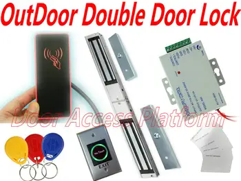 

OutDoor Double Door Open Access EM RFID Card access controller+Power supply+Electronic Door Magnetic lock+NO Touch Infrared exit