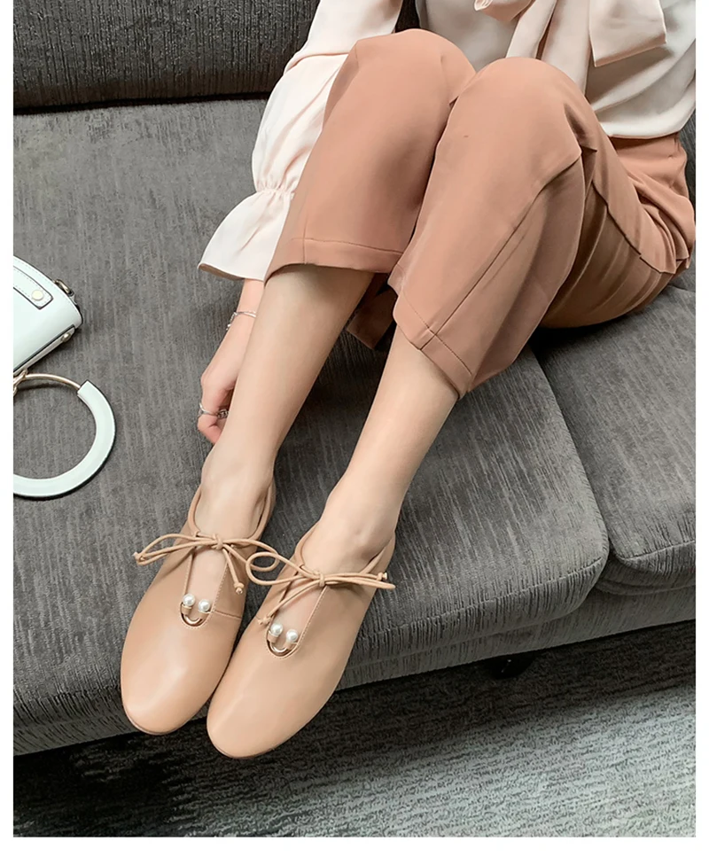 На шнуровке натуральная кожа весна осень натуральная прогулочная жемчужная Женская 2019 Повседневная Дизайнерская обувь китайские с