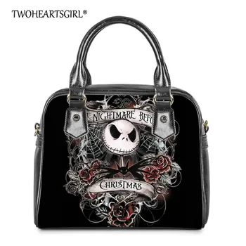 

Twoheartsgirl The Nightmare Before Christmas Crossbody Bag Ladies Leather Shoulder Bags Anime Skull Jack Print Messenger Totes