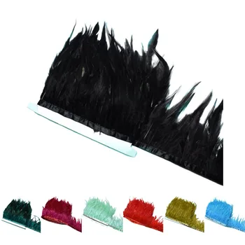 

Wholesale 5-10Yards Natural Saddle Rooster Feathers Trim Fringe Needlework Sewing Clothing Plumas 8-10cm DIY Party Decorative