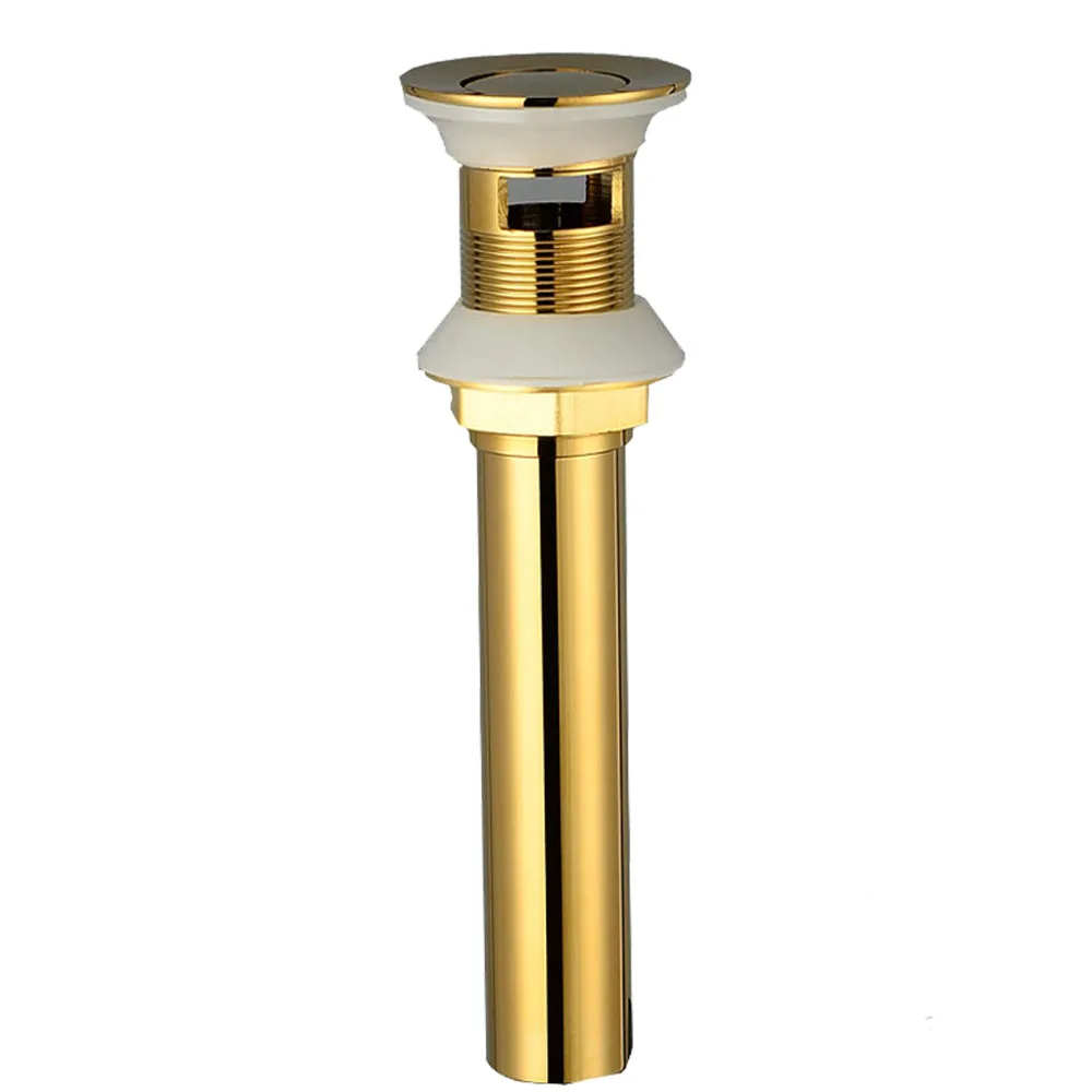 

Luxury Gold Bathroom Basin Sink Pop Up Drain Brass Vanity Sink Waste Drainer With Overflow