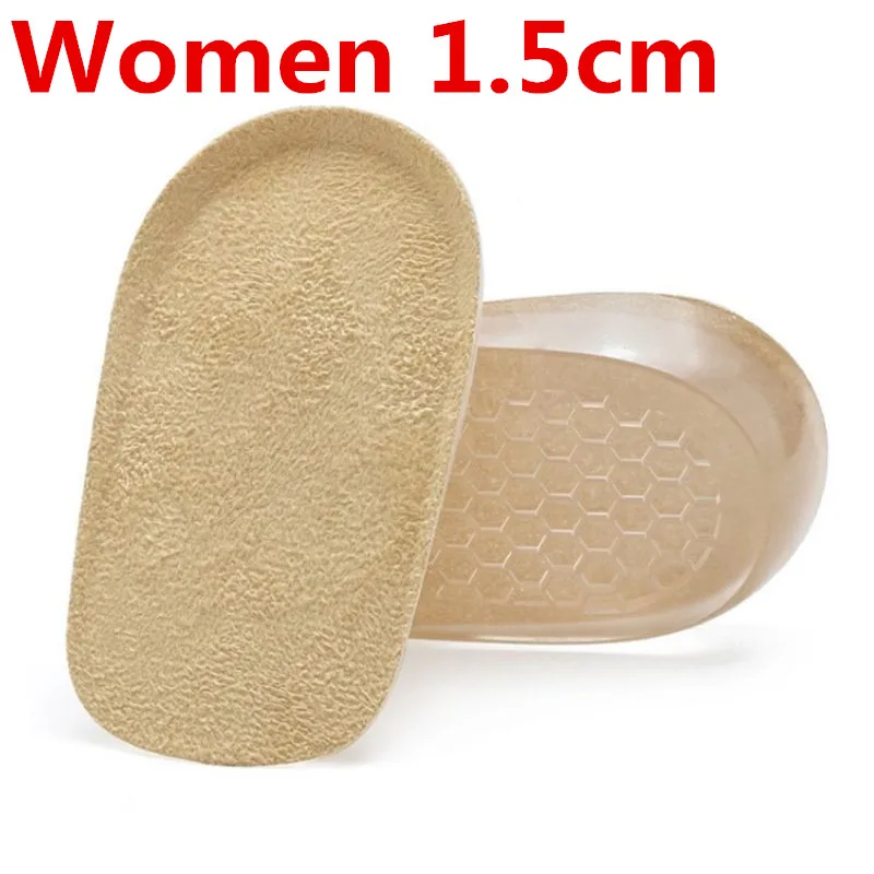 Women 1.5cm 1 пара, высокое качество, прочная силиконовая невидимая обувь, практичные стельки для увеличения роста, подтяжки, подушки, вставки, колодки, аксессуары - Цвет: Women 1.5cm