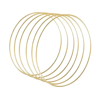 

6 Pcs 14 Inch Metal Crafts Hoops Floral Macrame Rings Macrame Creations Ring for DIY Crafts Dream Catchers, Gold