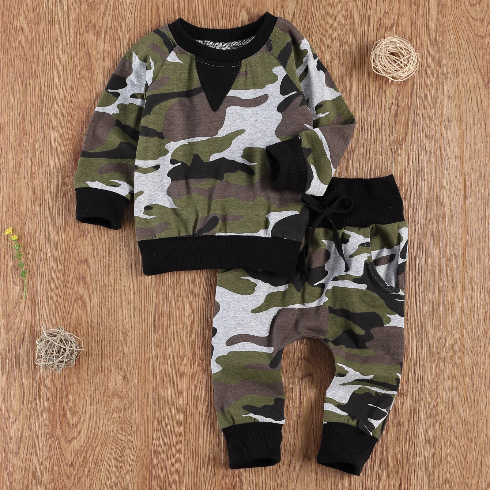 

Emmababy Newborn Baby Boy Clothes Camouflage Print Long Sleeve O-neck Tops Elastic Waist Long Pants 2Pcs Outfits Autumn Clothes