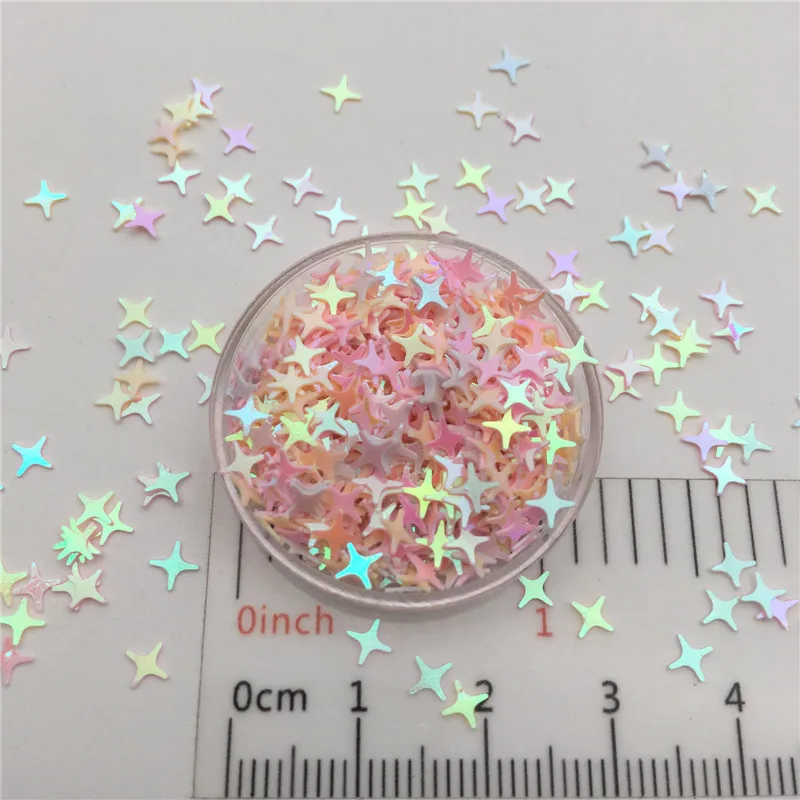 30g/Lot 5mm Cross Star Loose Sequins Glitter Paillettes For DIY Nail Craft,Slime Making, Wedding Decoration confetti Wholesale - Цвет: Beige Pink White